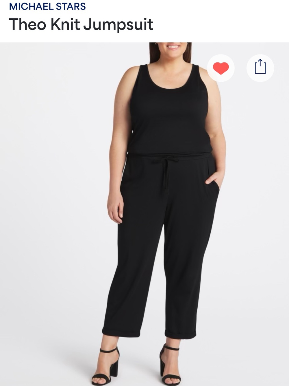Michael Stars Black Sleeveless Knit Jumpsuit with Drawstring Waist